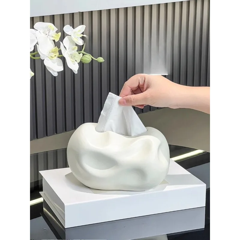 

Concavo-convex Ceramic Tissue Box Desktop Decoration Creative Tissue Storage Box Modern Napkin Tissue Holder Home Decoration