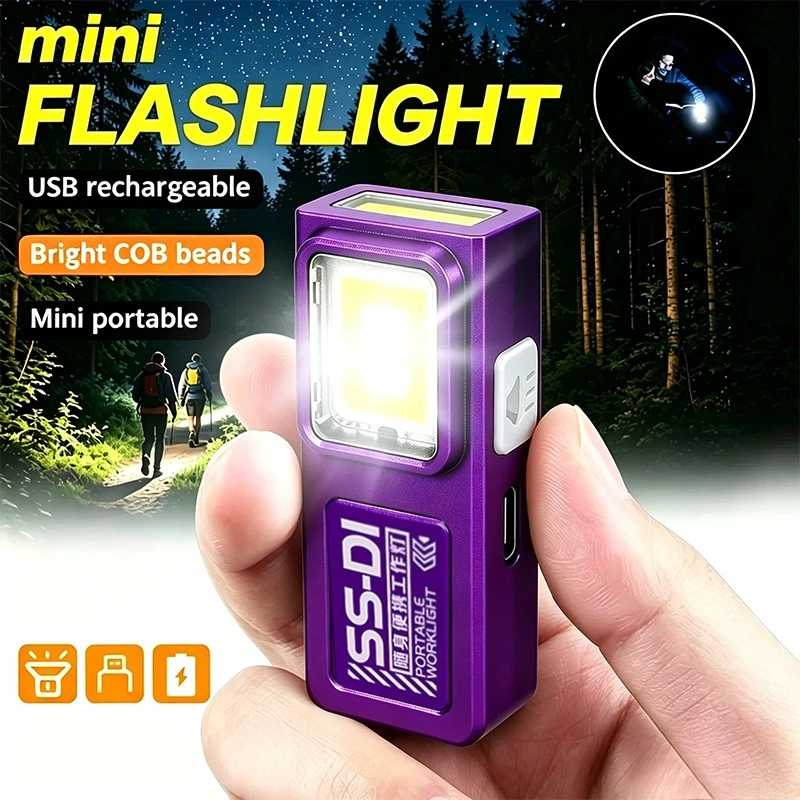 Mini Tragbare COB LED Taschenlampe Wiederaufladbar Leistungsstarkes Arbeitslicht mit Clip Magnet Wasserdicht EDC Camping Wandern Taschenlampe