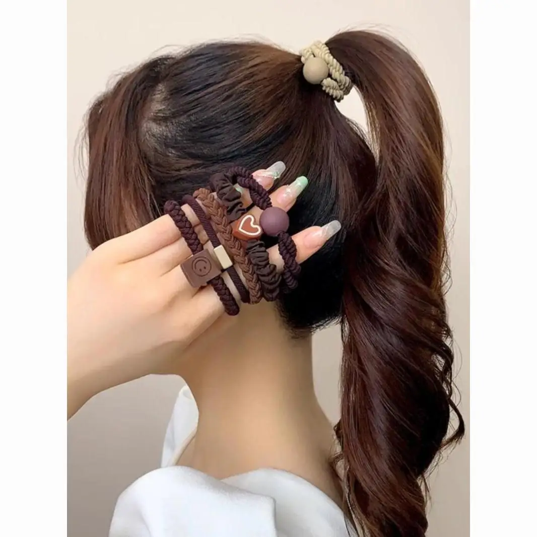 5 قطع من أربطة المرنة الراقية ذات الطراز الجديد مع مظهر بسيط وأنيق ومشابك شعر متينة للغاية وربطات شعر #4