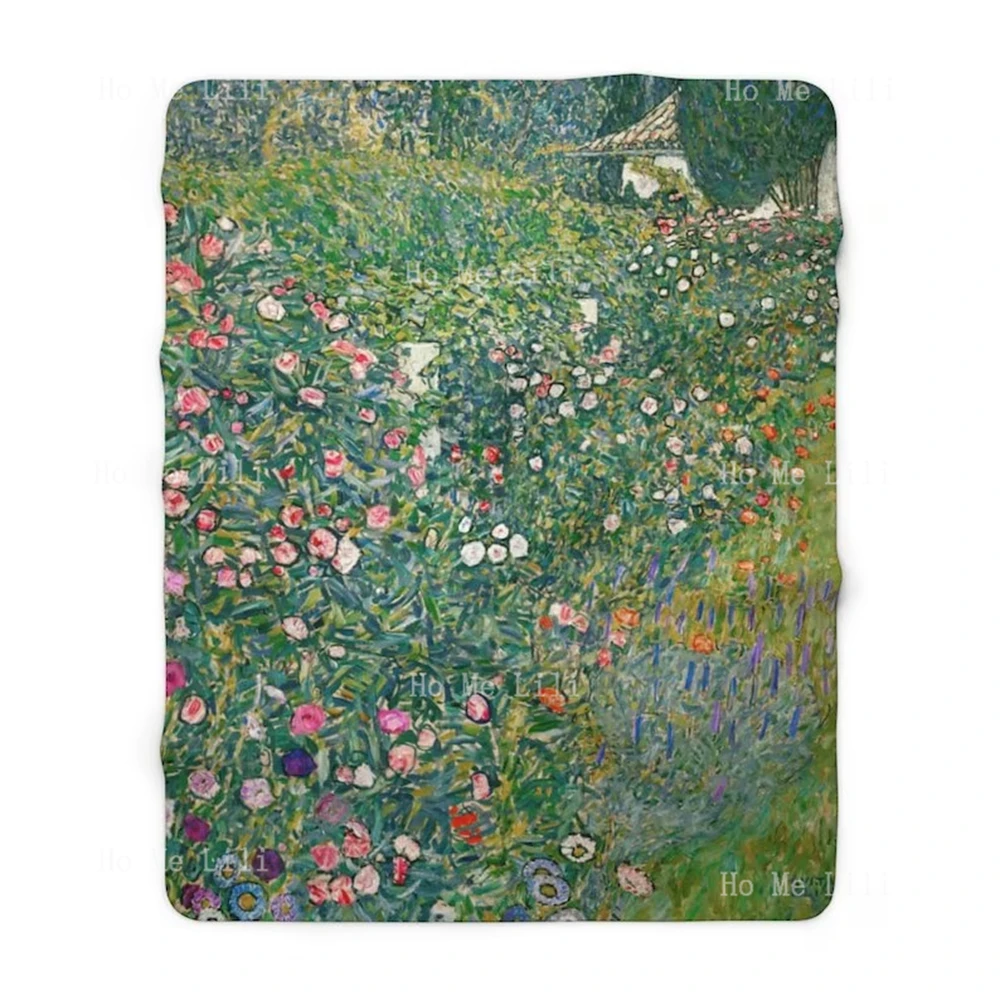 Gustav Klimt Planting Floral Art Flannel Blankets