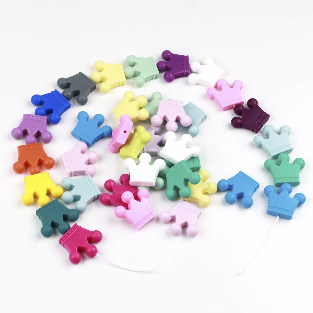 BOBO.BOX 10pcs Crown Silicone Beads Baby Teething Toys Food Grade Silicone DIY Pacifier Chain Pendant Accessories Baby Teethers