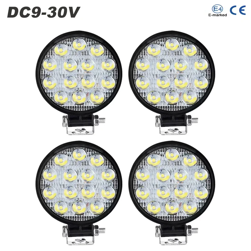 

Led Round Light Bar 4" 42w Car 14LEDs Flood Light Pod OffRoad Fog Driving Roof Bar Bumper For Jeep SUV Truck Work Lights DC9-30v