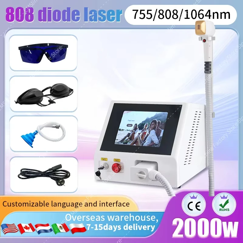 2024 Latest High Power Laser Hair Removal Machine Depiladora Laser 808NM Soft Skin Safe Pain Free Permanent Hair Removal