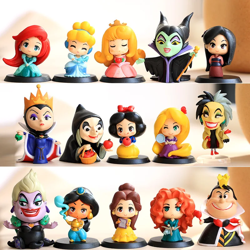 6.5-8cm Disney Fairy Tale Villain Figure Queen Cruella Maleficent Evil Witch Figurines Model Doll Birthday Gift For Children