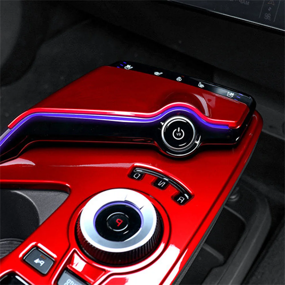 RHD Red Central Console Gear Shifter Panel Trim Cover Center Water Cup Holder Frame Interior For Kia EV6 2022 2023