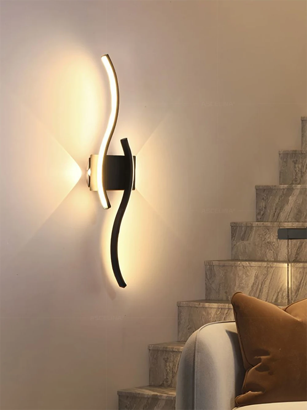 Moderne LED-Wandleuchte, einfache Linien, 60/80 cm, erhältlich in drei Farben, Schlafzimmer, Nachttisch, TV-Wand, Korridor, Innenbeleuchtung – Detail 7