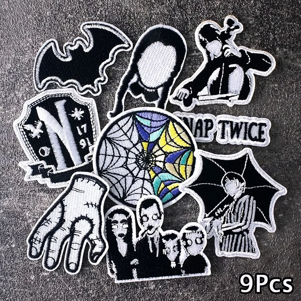 9Pcs/Lot Family Zombie Bat Patches Embroidery Applique Ironing Clothing Sewing Supplies Decorative Badges Handmade Patch