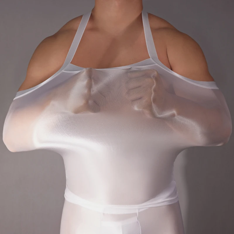 Sexy Cool Men High Elastic Bandage Strap Body Tank Top Thin Transparent Bodice Vest Sleeveless Sheer Male Tee Erotic Lingerie