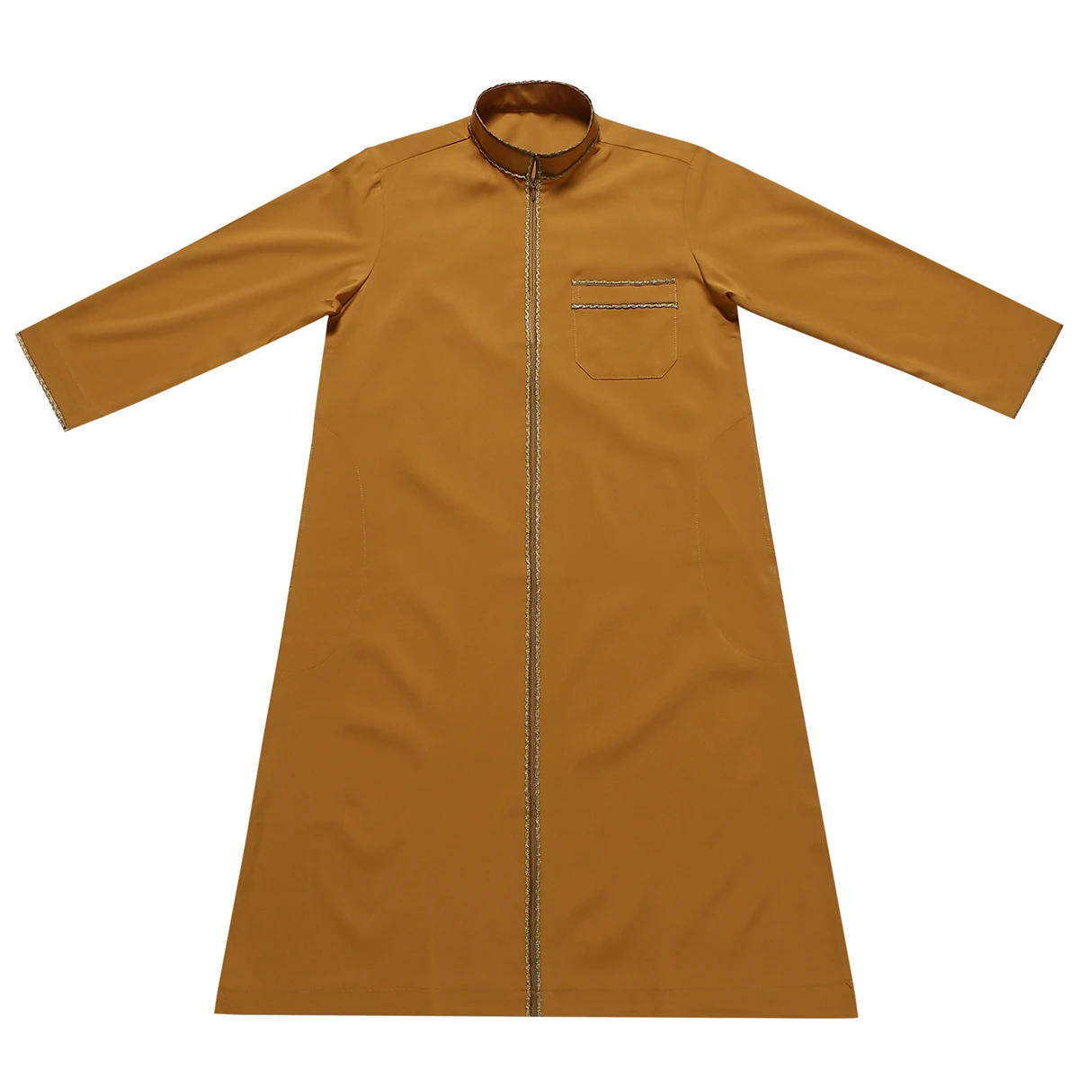 

Мусульманский детский халат Jubba Thobe для мальчиков, арабский исламский Ближневосточный подростковый халат на молнии с воротником-стойкой и длинными рукавами, одежда для Рамадана