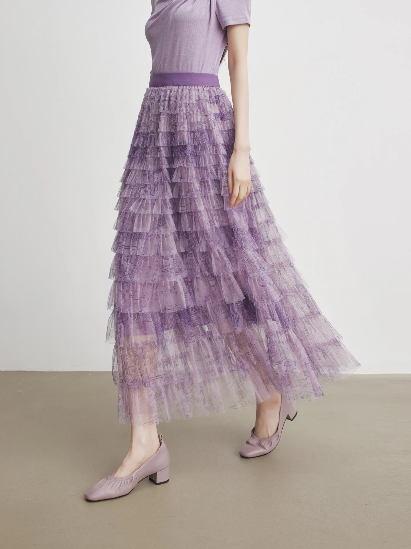 

Юбка Annata Purple Adient Me для женщин, весенняя юбка с высокой талией, многоярусная, из полиэфирного волокна, для повседневной носки и отдыха