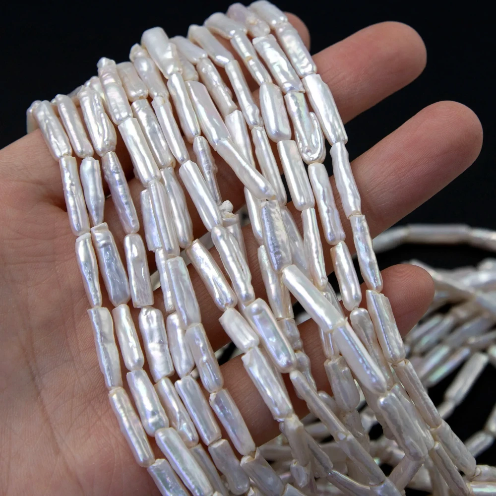 

1Strand 4-5x13-20mm Natural Freshwater Pearl Beads White Exquisite Elegant for DIY Jewelry Making Handmade Bracelet Necklace