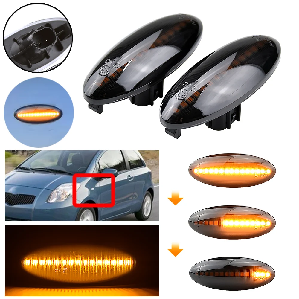 

Для Toyota Yaris Mk2 P9 (2005-2009) динамические светодиодные указатели поворота, боковые габаритные огни, последовательные мигающие лампы для Toyota COROLLA 2007