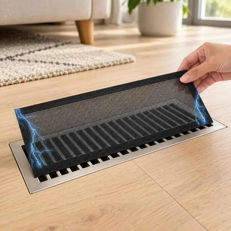 1/5Pcs Magnetic Air Vent Filter Cover PVC Mesh Dust Pet Hair Guard for HVAC Floor Wall Ceiling Air Register Strong Hold Reusable