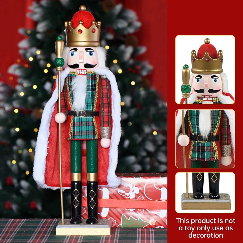 50cm Nutcracker Figurine Cloak King Puppet Handicrafts Ornament Decoration Exquisite Gifts for New Year Christmas Party