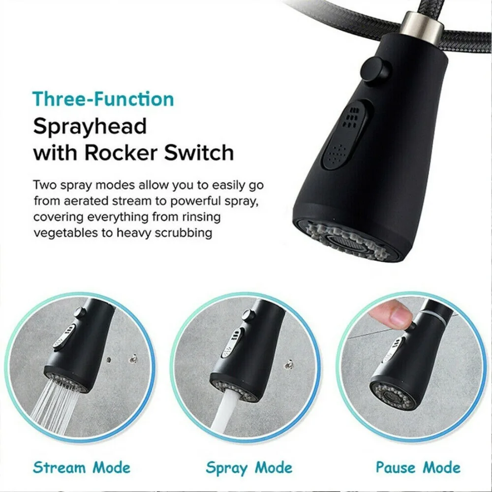 マットブラック タッチセンサー キッチン蛇口 プルダウンスプレーヤー スイベルシンクミキサータップ