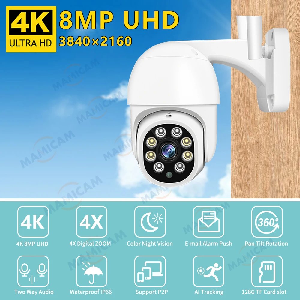 8MP واي فاي كاميرا IP مراقبة الأمن PTZ الأمن في الهواء الطلق CCTV فيديو مراقبة إنذار ضوء Icsee #6