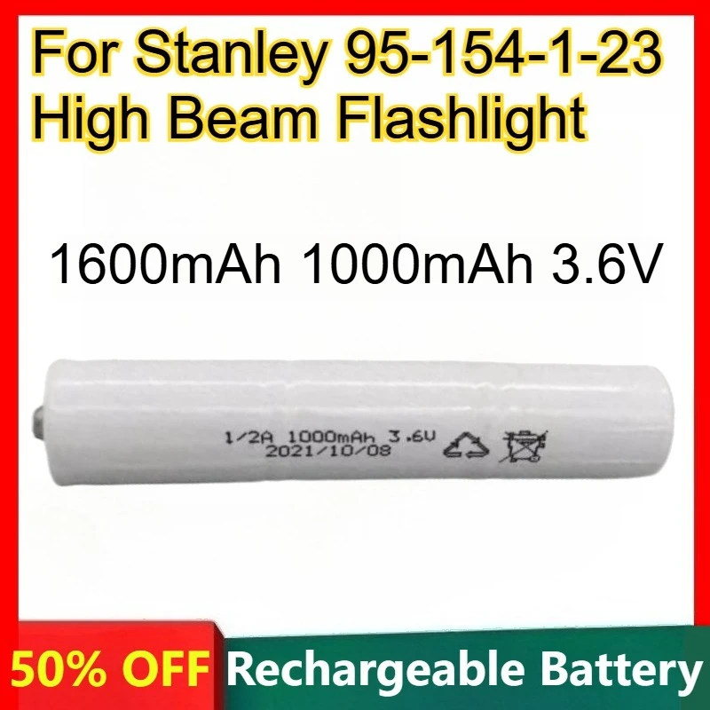 

1/2A Lithium-ion Battery 1600mAh 1000mAh 3.6V for Stanley 95-154-1-23 High Beam Flashlight Rechargeable Batteries