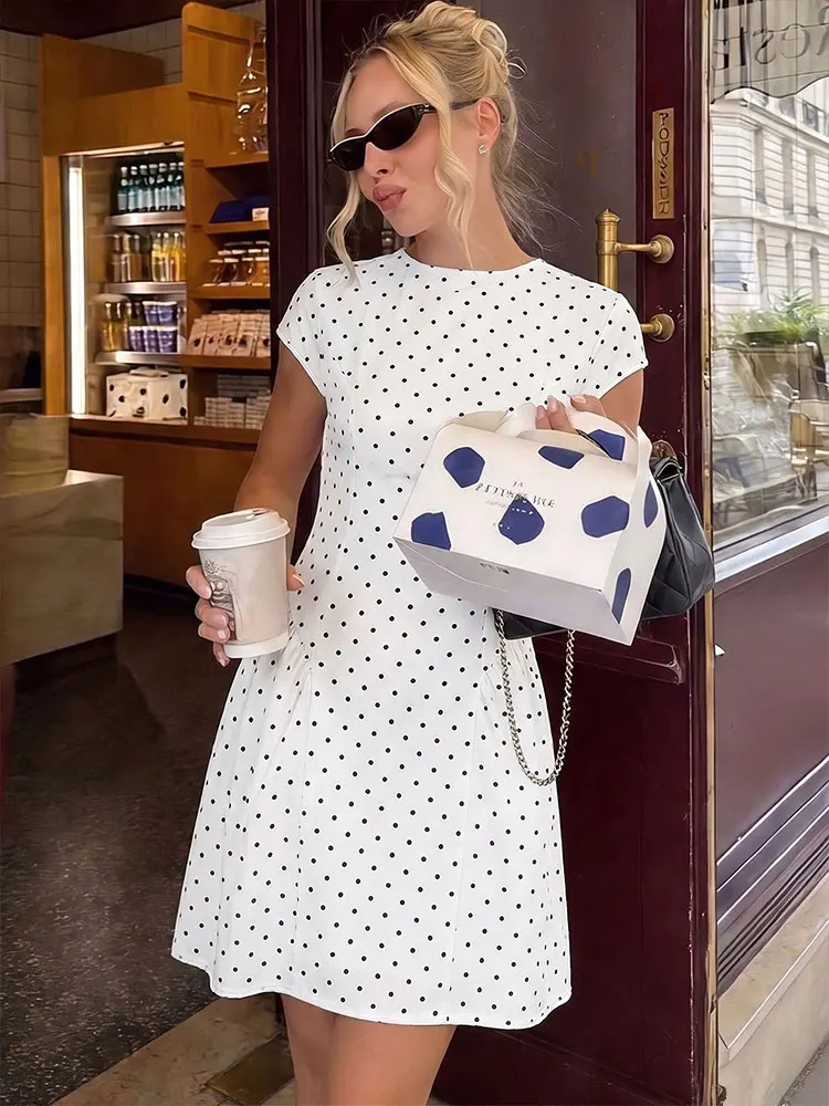Neue Mini-Kleider für Damen, Sommerliche Elegante Verbesserte Version, Lässiges Polka-Dot-Partykleid, Anmutiges Urlaubskleid, Schlankes Damenkleid