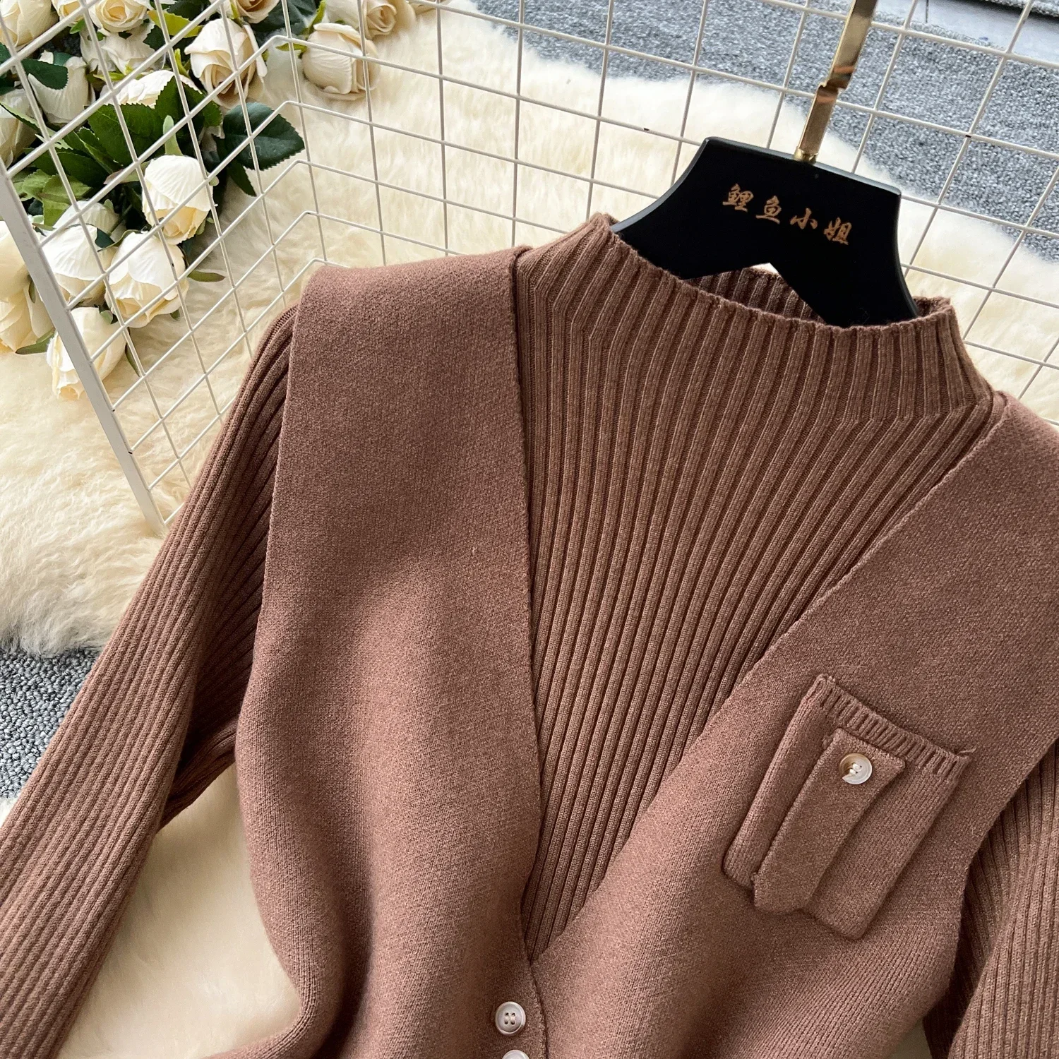 French Vintage Two Pieces Sets Long Sleeve High Collar Vest with Mesh Sweet A-line Chic Patchwork Women Autumn Dresses