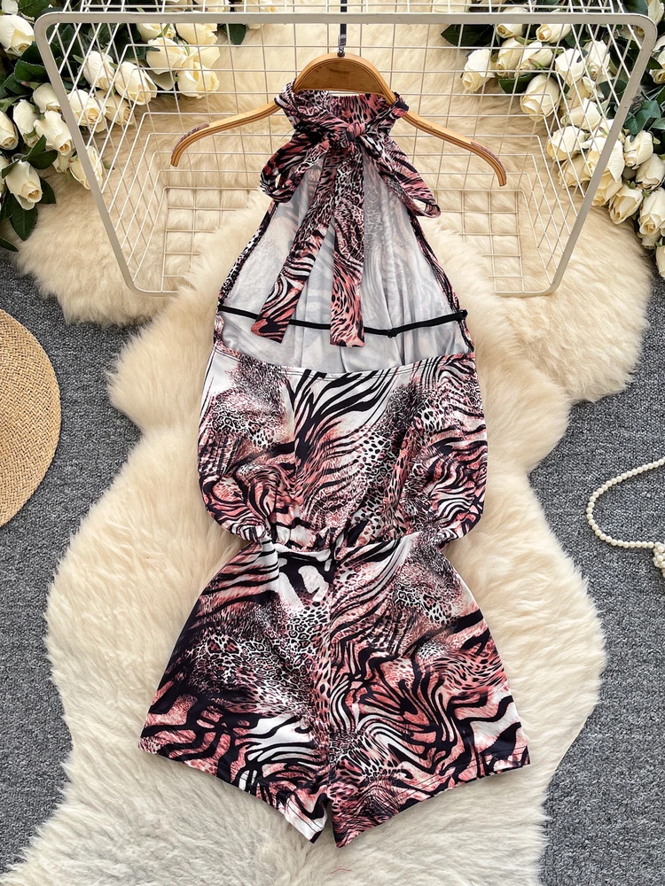 

Сексуальные цельные брюки с леопардовым принтом, женские повседневные облегающие брюки с высокой талией ort Sve Ne, с поясом и подвесным поясом