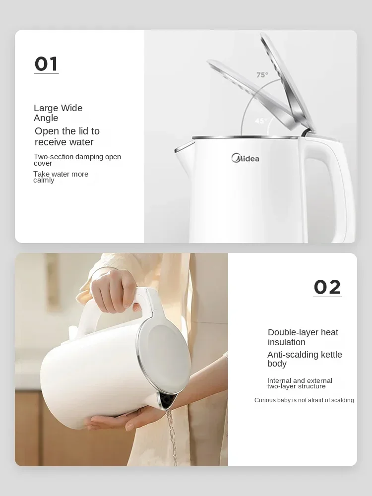 غلاية كهربائية عازلة أوتوماتيكية ، صنع الشاي ، صلب مقاوم للصدأ ، ماء بدرجة حرارة ثابتة ، شمع كهربائي