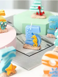 Birthday Number Candles Cartoon Beach Theme Candles Cake Topper Baking Supplies Birthday Party Celebrations Decor