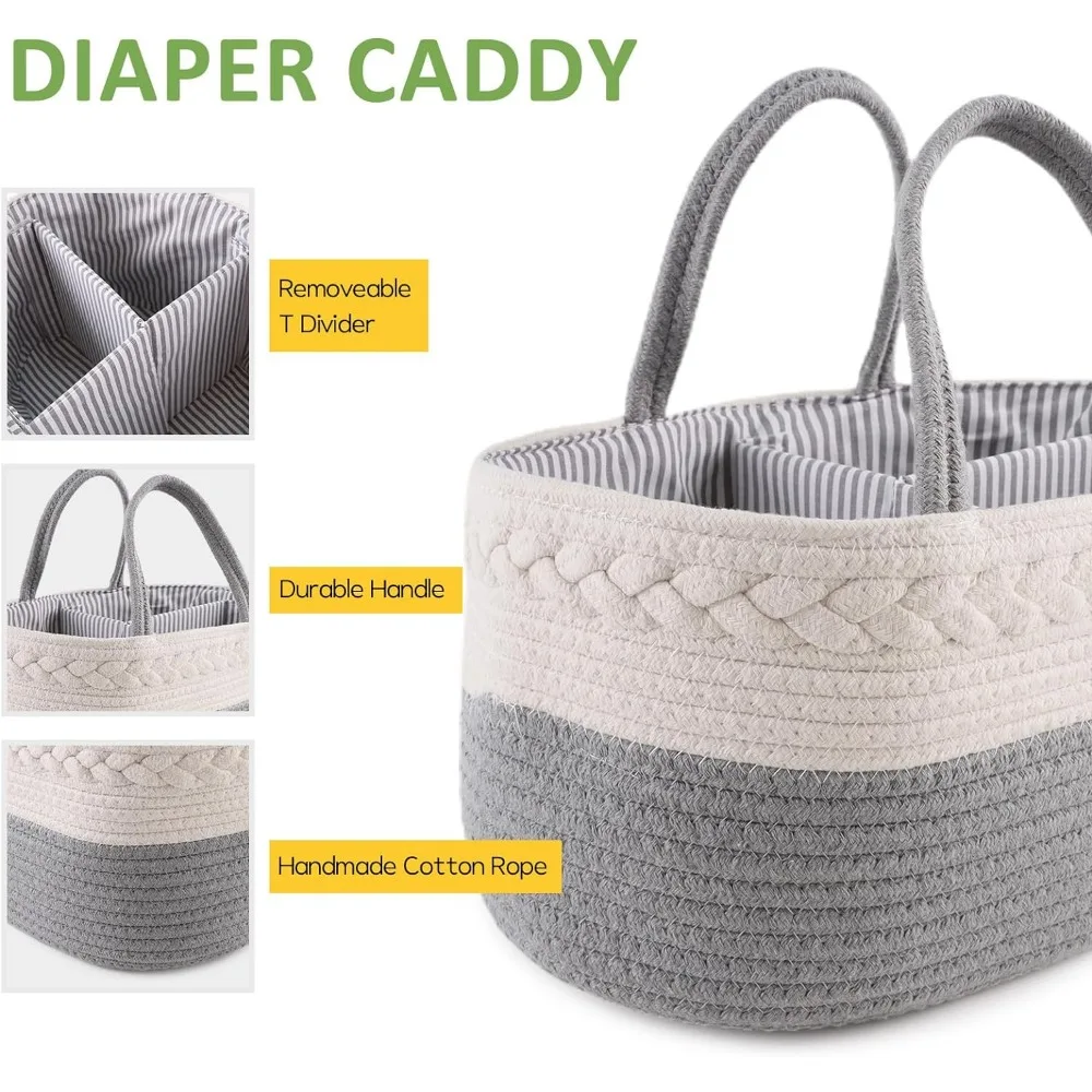 1pc Cotton Baby Diaper Caddy Organizer Canvas Portable Organizer for Changing Table Bag Baby Diaper Storage Basket