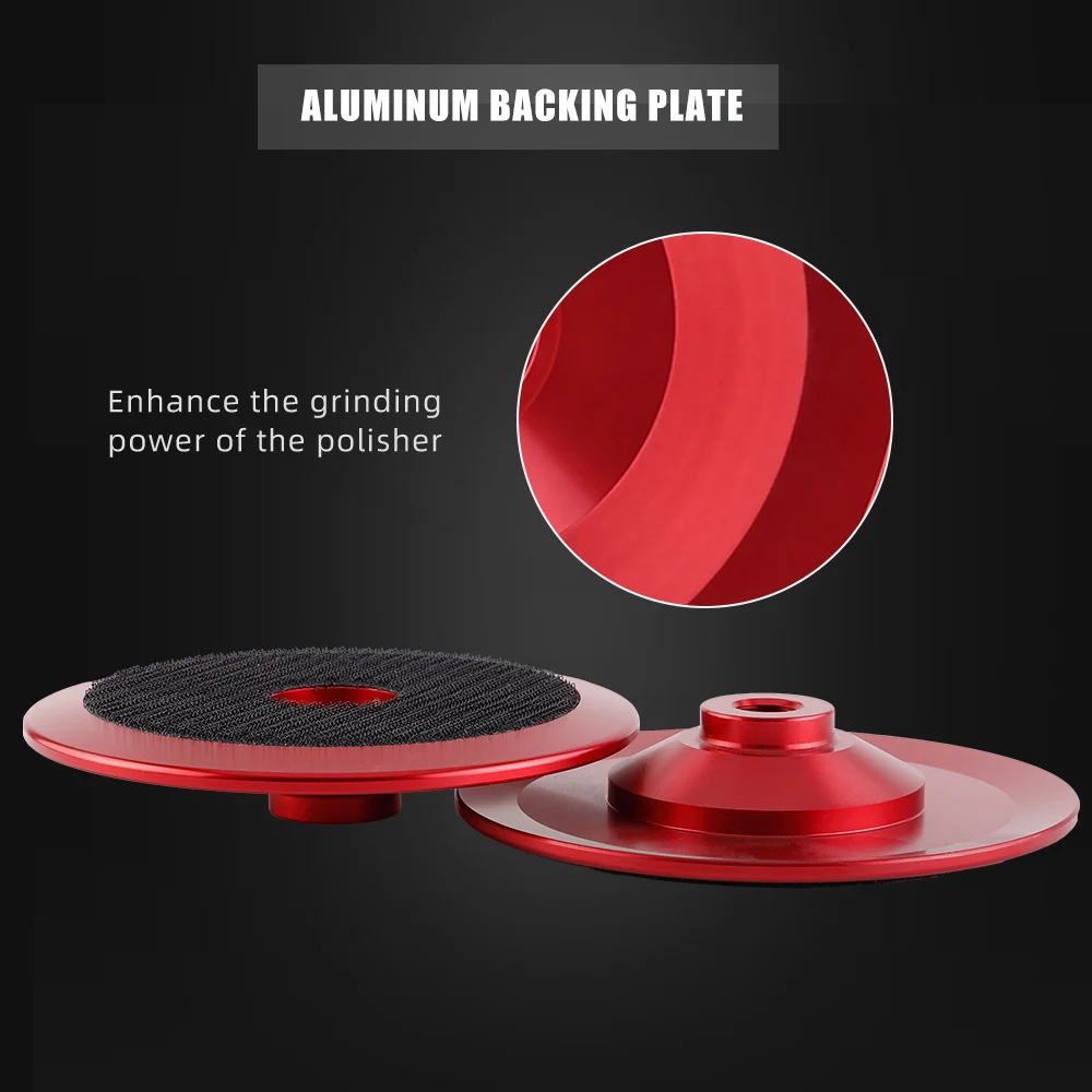 SPTA Red Aluminum Backing Plate 5 Inch 125MM Hook Loop with M14 Thread for Car Rotary Polisher Buffing Machine