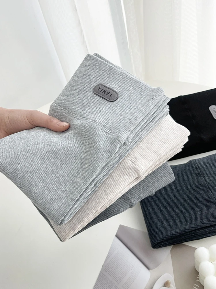 بلون الموضوع موضة لفافة ساق غير مخيطة الخريف رقيقة عالية الخصر النساء طماق القطن مطاطا الشتاء طماق النساء #5