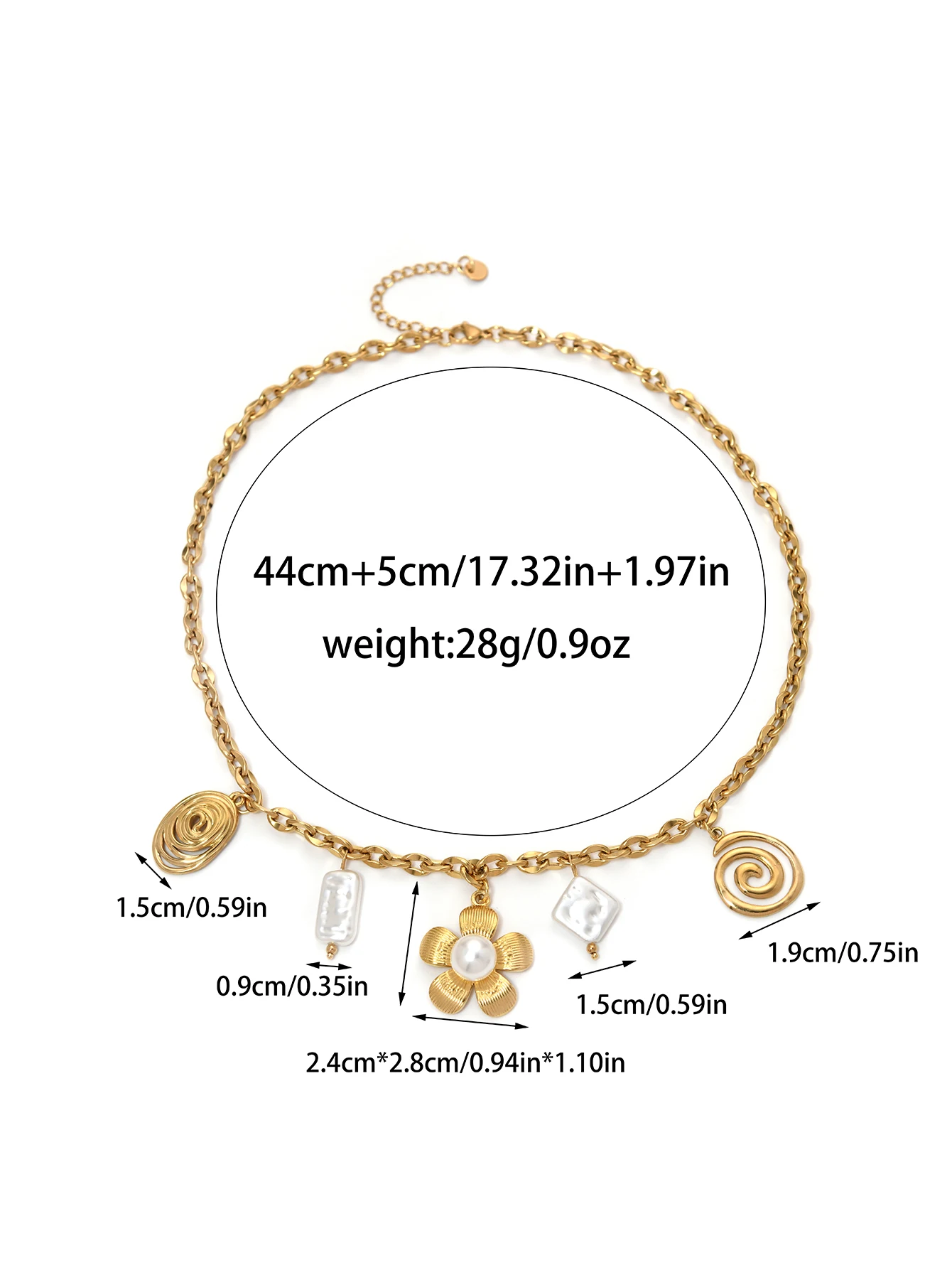 Charm Pearl Peach Blossom Line Pendant Stainless Steel Necklace Women Creative Design Unique Waterproof Necklace Jewelry