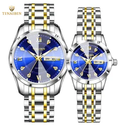 TINAIBIN 2023 New Design Couple watch His and Her Set Watches Business Analog Quartz Men and Women Watches Steel Waterproof 6618