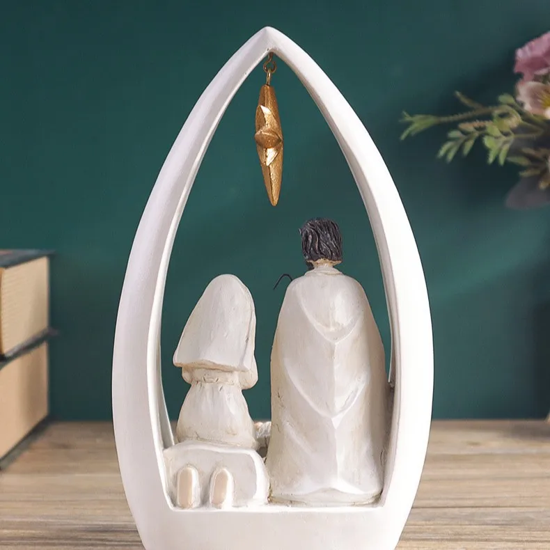 Jesus Birth Scene Desktop Decor Holy Family Nativity Scene Resins Figurine Ornament Centerpieces Easter Holiday Gift
