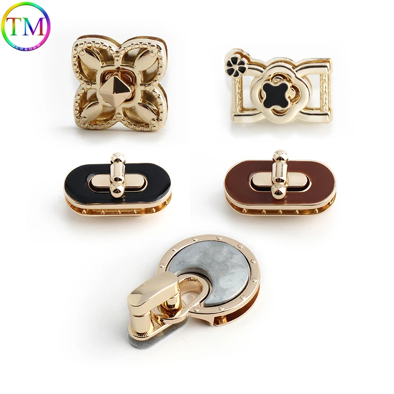 

2-10PCS Rectangle Flower Metal Durable Clutch Bag Turn Lock Twist Lock For Leather Craft Handbag Shoulder DIY Bags Accessories