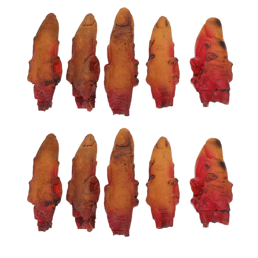 10 قطعة إصبع وهمية الدموي مخيف الدعامة هالوين منزل مسكون حفلة مرحلة الأداء وهمية فنجر مسكون ديكورات منزلية #2