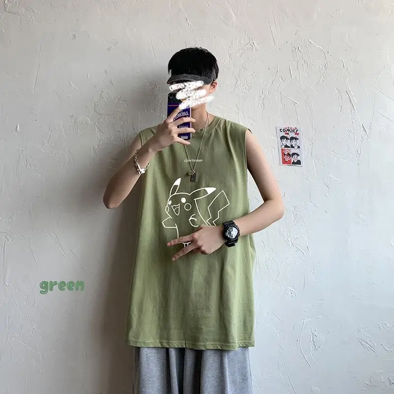 top summer short sleeve vest male Korean version 2024 new T-shirt sleeveless loose everything casual