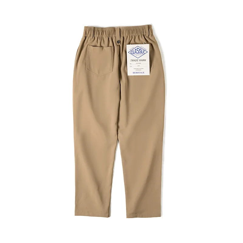 Maden-Vêtements de travail pour hommes, pantalon décontracté, drapé kaki américain, sans plis, sans fer, élastique, pantalon de costume droit, automne