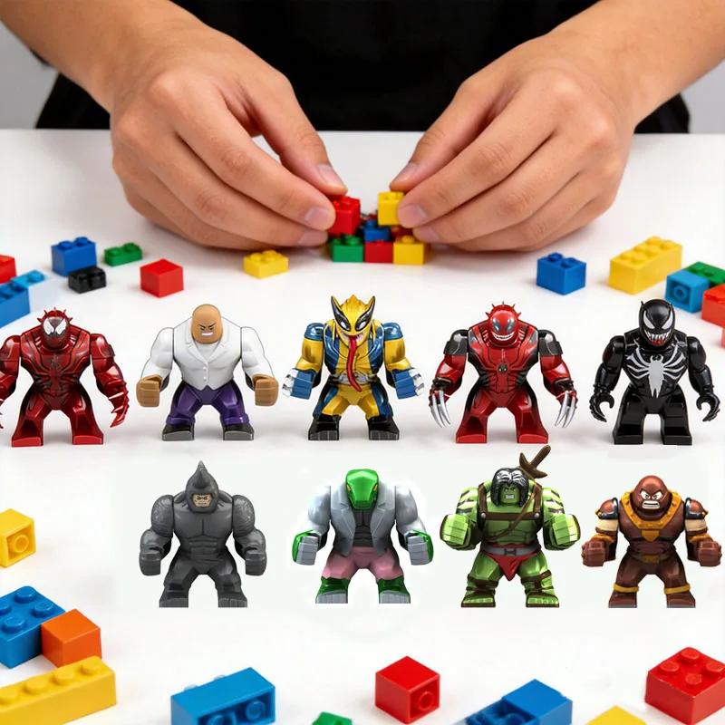 Juguete de bloques de construcción de superhéroes, serie Vengadores, Hulk, Thanos, Spider-Man, Iron Man, Venom, kit de modelo del Capitán América, regalo para niños