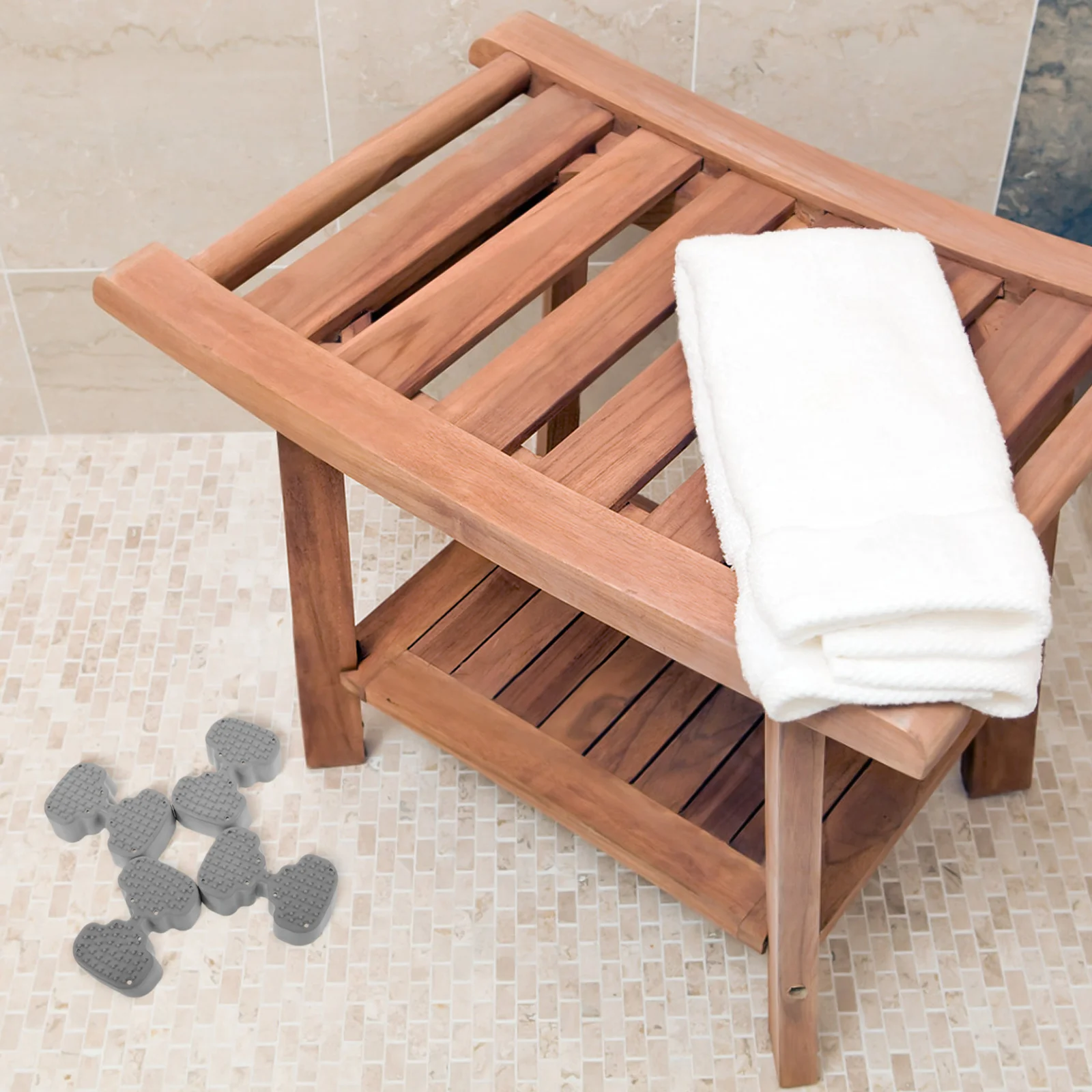 4 Piezas de Tapas de Goma Antideslizantes para Patas de Taburete de Baño, Repuesto Engrosado Resistente al Agua, Puntas para Patas de Banco de Ducha, Ajuste Universal, Seguridad