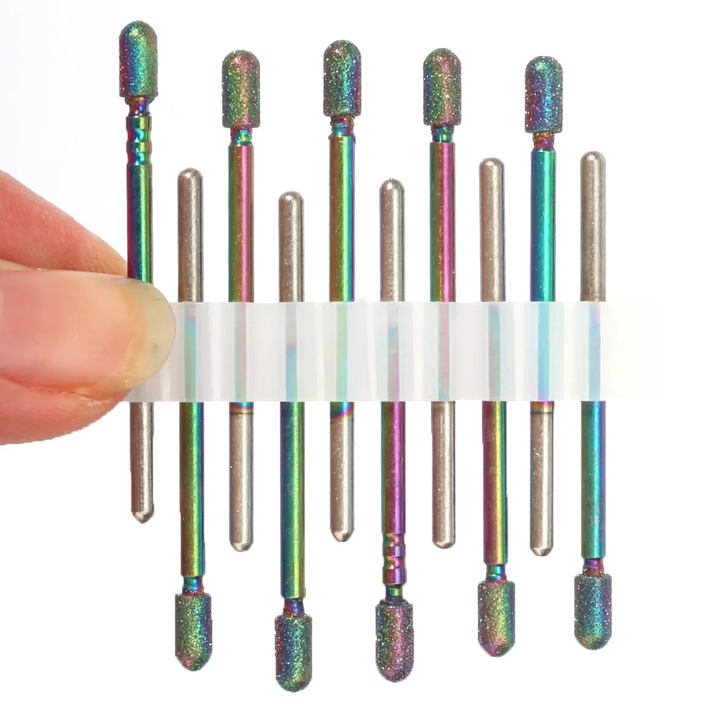 10PC Rainbow Diamond Nail Drill Bit for Eletric Manicure Machine Milling Cutter Cuticle Clean Files Equipment Accessories Tools