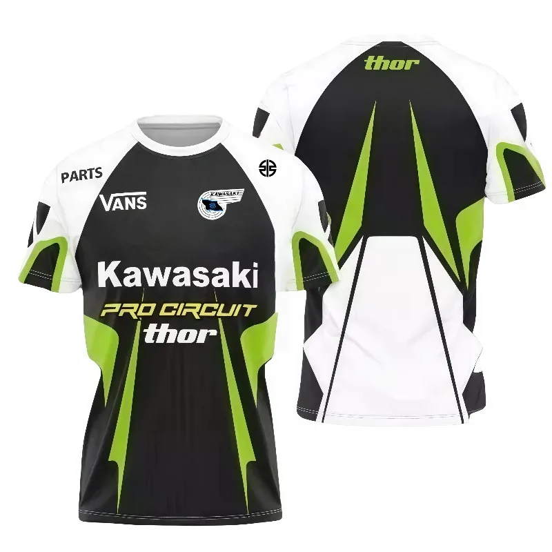 

Kawasaki's New Off-road Riding T-shirt, 3D Printed Motorcycle Riding O-neck T-shirt, Breathable and Quick Drying for Riding