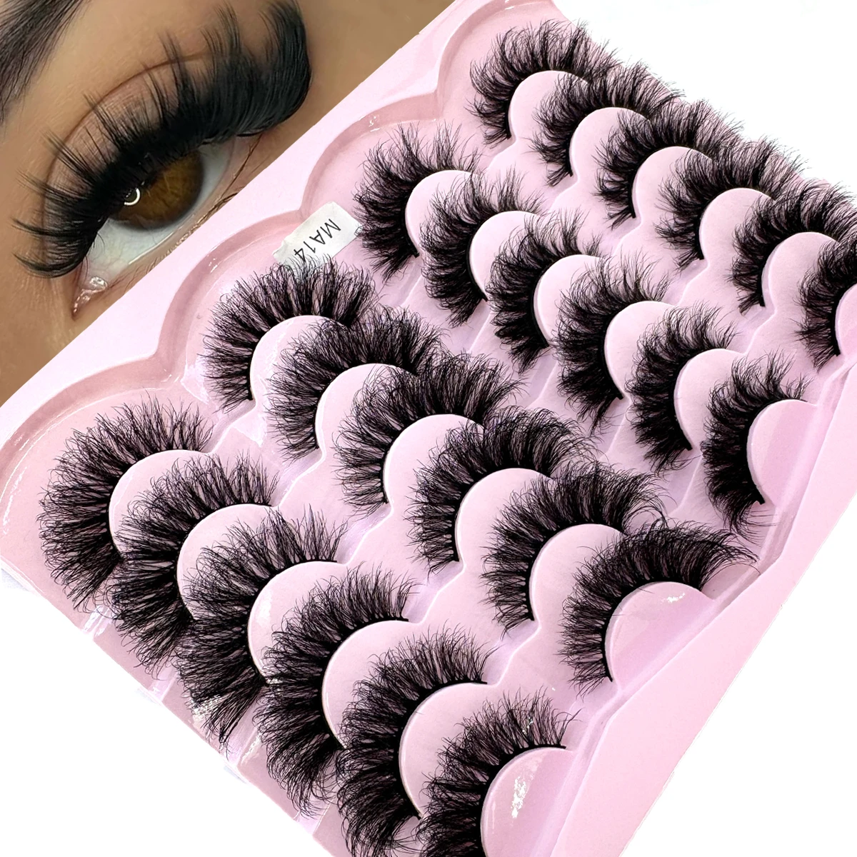 Neu12 Paar natürliche flauschige 3D-Nerzwimpern falsche Wimpern Make-up-Set Nerzwimpern Verlängerungswimpern kurze Wimpern