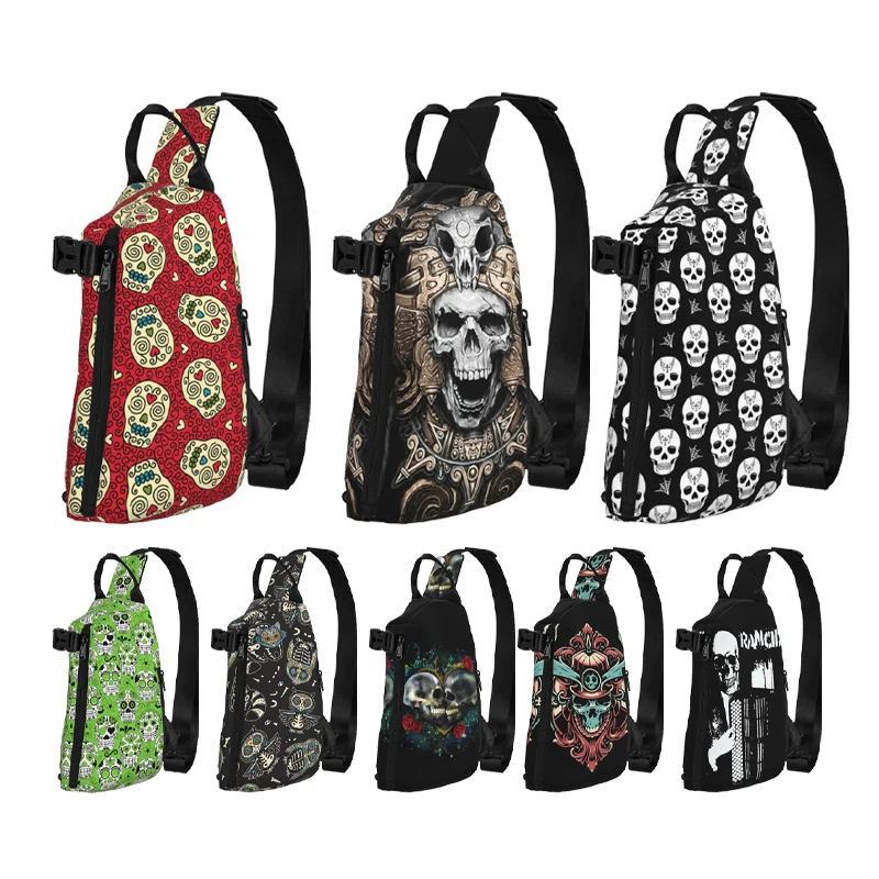 Sugar Skull Mexican Skull Shoulder Bags Chest Cross Chest Bag Diagonally Casual Man Messenger Bag