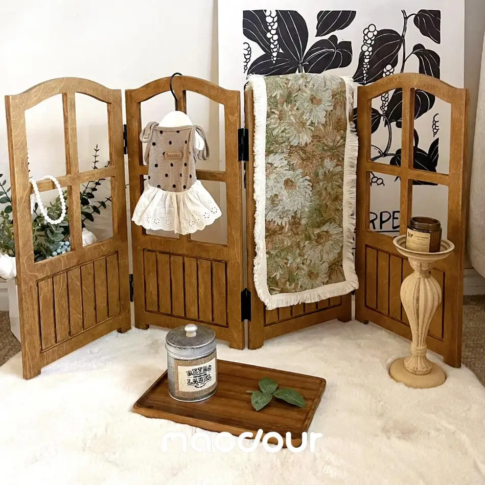 

Newborn Photography Vintage Solid Wood Partition Screen Baby Shooting Props Carving Wooden Retro Decoration Props Photoshoot