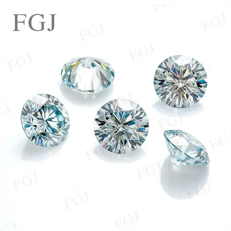 

100% Real Moissanite Diamond Hot Sale Moissanite Gemstone VVS1 Round Aqua Blue With GRA For Jewelry Making DIY Materials Beads