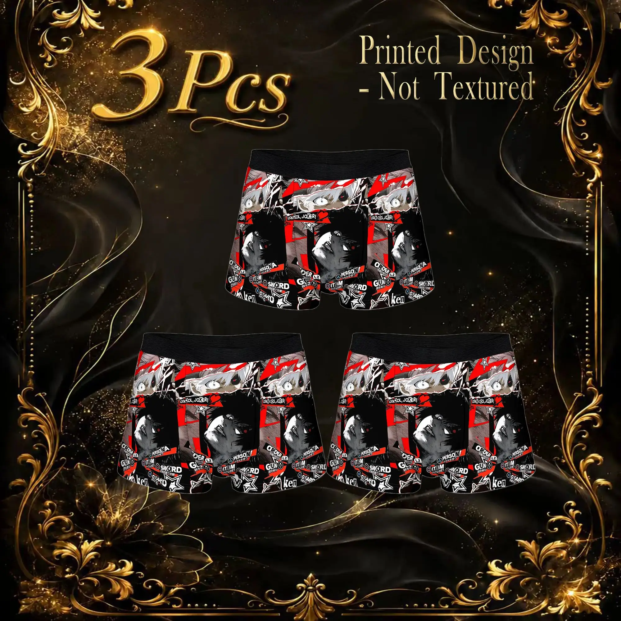 3Pcs Halloween Tokyo Ghoul Kaneki boxers  Underpants Homme Panties Men's Underwear Comfortable Shorts Boxer Briefs