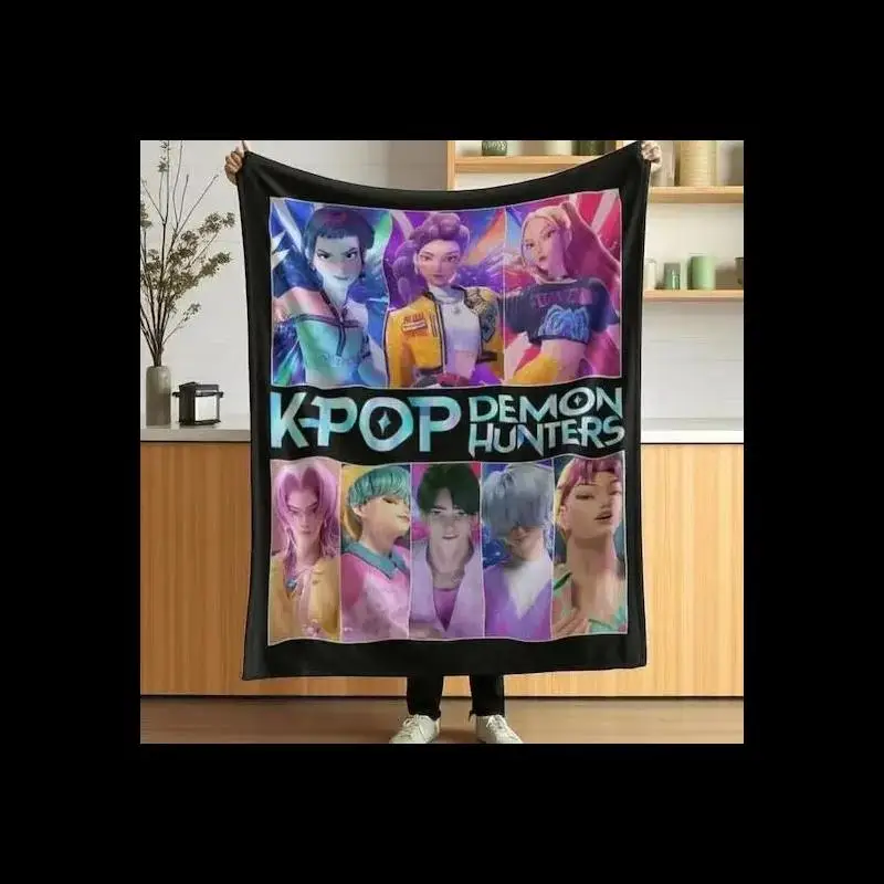 

Kpop Demon Hunters Blanket Cozy Throw Anime Inspired Huntrix Gift Home Textile Soft Plush Warm Fleece Throw Blanket