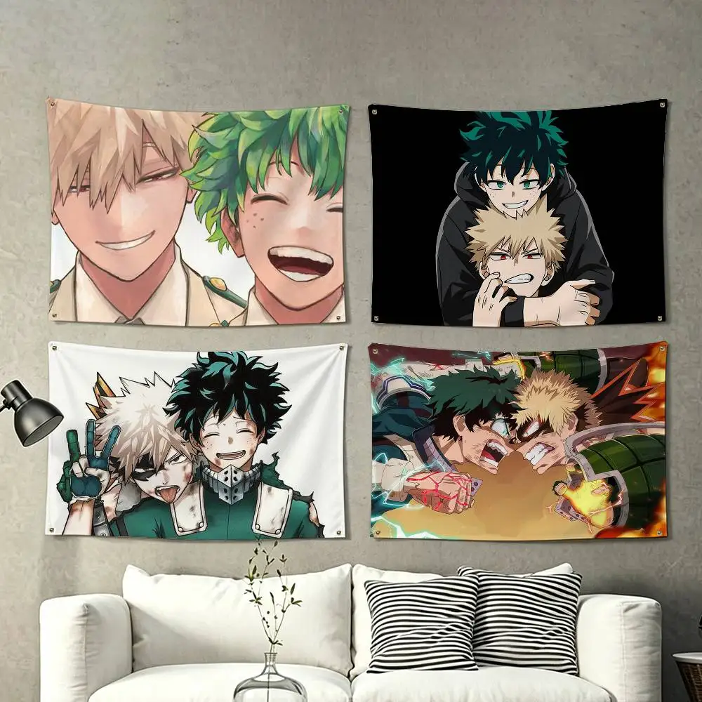 Bakugo Katsuki Midoriya Izuku  Flags for Bedrooms Home Decor Items Outdoor Decors Garage Decoration Flaga