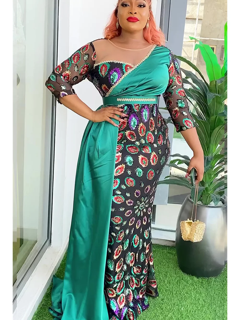 

Plus Size African Party Dresses for Women Dashiki Ankara Sequin Wedding Evening Gown Sexy Bodycon Maxi Robe Africa Clothing 2024