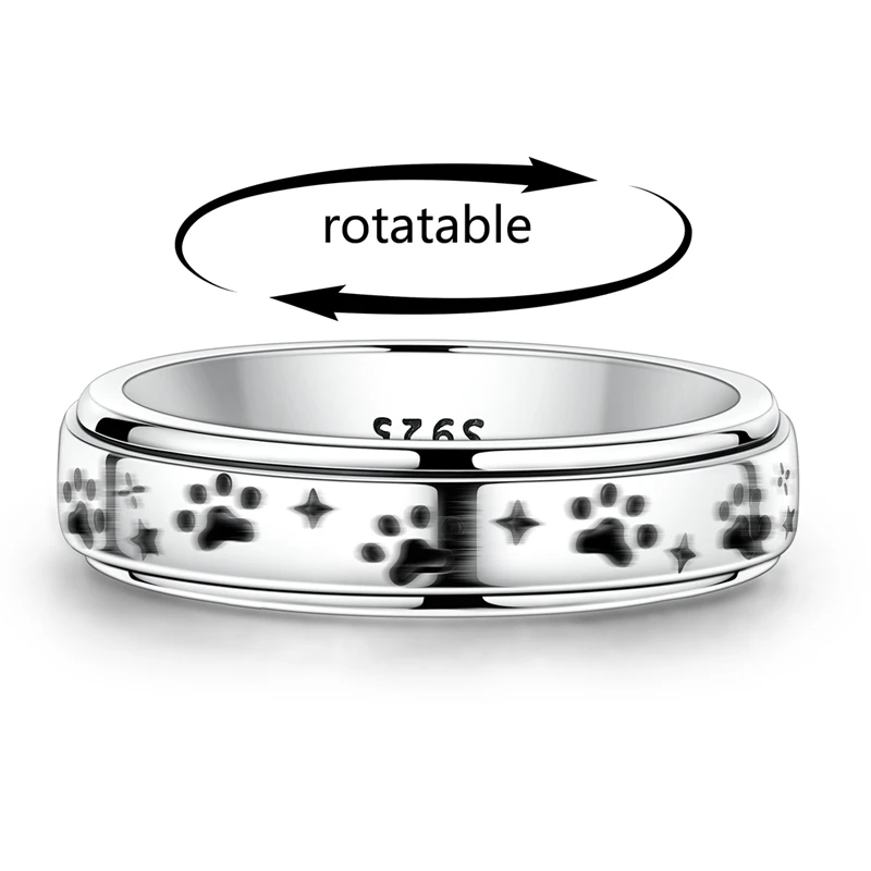 Original 925 Sterling Silver Sparkling Starry Paw Ring For Women Girls Jewelry Birthday Anniversary Gifts