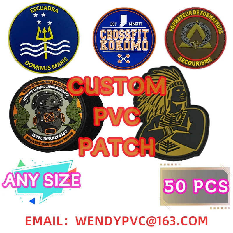 Custom PVC Patches  Solid Rubber Badges For Military Police Customized Hook And Loop Silicone Patches Wholesale  DIY 2D 3D 50PCS